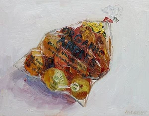 Bag of Apples still life John Kilduff 11" x 14" oil on linen - Picture 1 of 3