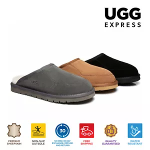 AUSTRALIAN SHEPHERD®UGG Men Sheepskin Wool Slippers Water Resistant Nonslip Bred - Picture 1 of 26