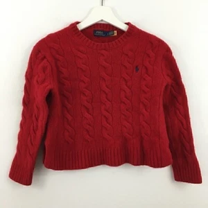 Polo Ralph Lauren Youth 100% Cashmere Red Pullover Sweater Size L - Picture 1 of 5