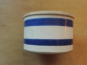 Robinson Ransbottom Pottery Roseville Ohio Crock 6" Diameter Blue Stripe #303-B - Picture 1 of 7