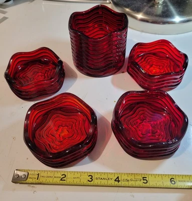 DUNCAN & MILLER "CARIBBEAN" RUBY GLASS 5 PIECE CIGARETTE ASHTRAY SET - RARE!!! - Image 1 of 4