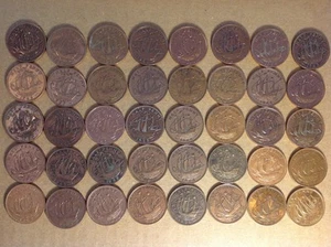 Lot 40 Bronze Great Britain UK Half Penny Halfpenny Coins All Cleaned 1953-1967 - Picture 1 of 10
