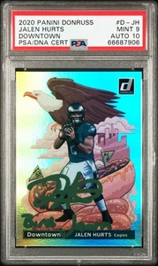 2020 Panini Donruss Jalen Hurts Rookie Downtown SSP PSA 9 Auto 10 BN16 - Picture 1 of 2