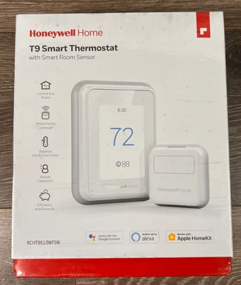 Honeywell Home T9 Wi-Fi Smart Thermostat with RoomSmart Sensor - White... - Image 1 of 4