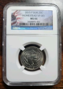 2015 P Homestead Quarter - DDR VP-001 - NGC MS66 - Doubled Die Reverse! - Picture 1 of 5