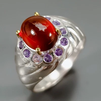 Anel exclusivo de hessonita natural prata esterlina 925 tamanho 7/R435782 - Imagem 1 de 4