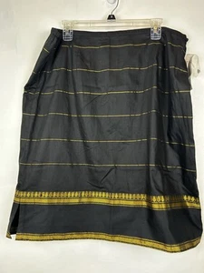 Amanda Smith Skirt Womens XL Pencil Black Gold India Old Money Office Retro Glam - Picture 1 of 7