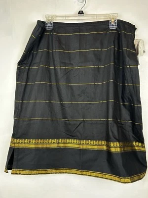 Falda Amanda Smith Mujer XL Lápiz Negro Dorado India Antiguo Dinero Oficina Retro Glamour Foto 1 de 4