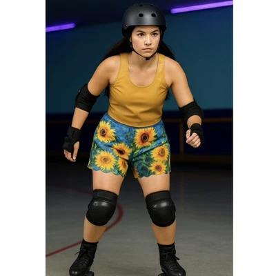 Pantalones Cortos Blackmilk Girasol Azul Amarillo Monet 1881 Flores Informales S Foto 1 de 4