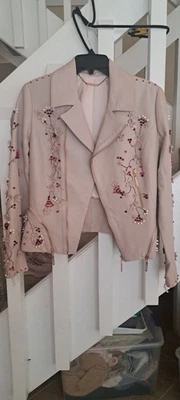 Chaqueta Elie Tahari Emalia Cuero Cordero Cuentas Estilo Moto. szXS Nuevo Estado Foto 1 de 4