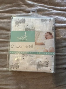 Aden + Anais Baby Infant Fitted Crib Sheet Elephant Cotton Muslin 52 x 28 - Picture 1 of 3