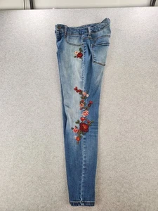 Mossimo High Rise Jegging Jeans Womens SZ 2/26 Super Stretch Blue Floral Roses - Picture 1 of 14
