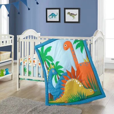 Nanshing Dinosaur Buddies 3 Piece Baby Nursery Crib Bedding Multi-Color 33" x 42 - Image 1 of 4