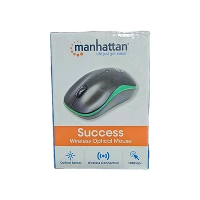 Manhattan - SUCCESS - Wireless OPTICAL Mouse - Green & Black - NEW - Image 1 of 2