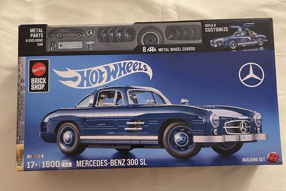 Mattel Brick Shop Hot Wheels Mercedes-Benz 300 SL Building Toy Kit 1600pcs