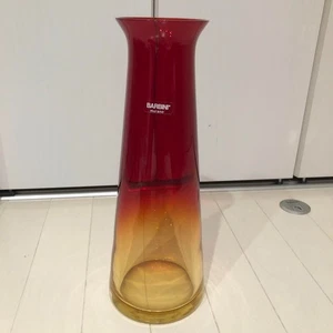 Vintage Barbini Murano Gradient Red to Orange Glass Vase 12.6in Authentic From J - Picture 1 of 6