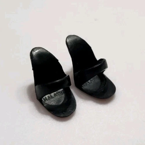BARBIE HEELS 1960 SOLO IN THE SPOTLIGHT BLACK MULES REPRODUCTION DOLL SHOES - Image 1 of 3