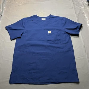 Carhartt Scrub Shirt Mens Small Navy V-Neck Modern Fit Pocket Medical C16113 - Picture 1 of 7