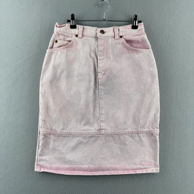 Vintage Levis Denim Skirt Womens JR 11 Pink Denim 80s Made in USA Knee 27" Waist - Image 1 of 4