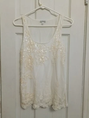 Blusa sin mangas Express de lentejuelas rosa talla mediana para mujer Y2K blusa de hadas D2 Foto 1 de 4