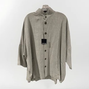 Eskandar Grey Sloped Shoulder Jacket Linen Size 1 NWT - Picture 1 of 4