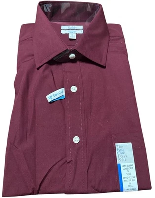 NUEVO CON ETIQUETAS Camisa de Vestir Para Hombres 16 32/33 CROFT & BARROW Fácil Cuidado Vino Tinto Profundo $32 Foto 1 de 2
