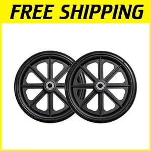 Schwarz 8" x 1" Rollstuhl Laufrad Paar - passt 7/16" Achse - Bild 1 von 9