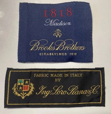 Brooks Brothers & Ing Loro Piana Replacement Labels for Coat Blazer LABELS ONLY! - Image 1 of 4