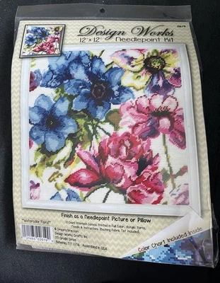 Kit de almohada o cuadro de aguja floral acuarela New Design Works 2619 Foto 1 de 4