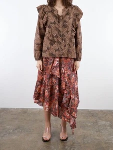 CHUFY “Eva” long sleeve 100% cotton blouse in golden brown size S - Picture 1 of 11
