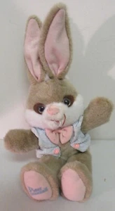 1990 Applause Peter Cottontail Bunny Rabbit Plush 14" Tan Blue Vest #53060 - Picture 1 of 2