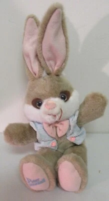1990 Applause Peter Cottontail Bunny Rabbit Plush 14" Tan Blue Vest #53060 - Image 1 of 2