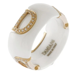 Damiani Ring US 6 1/8 EU52 White ceramic K18 Pink Gold D icon diamond used - Picture 1 of 7