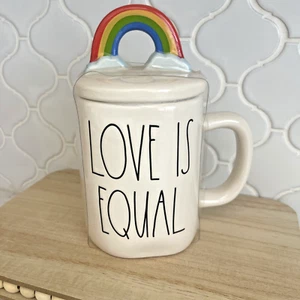 NEW! LOVE IS EQUAL White With Rainbow Lid Rae Dunn Coffee ~ Tea ~ Hot Cocoa Mug - Picture 1 of 7