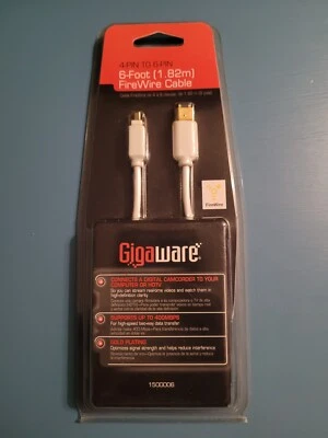 New Gigaware 6FT 6' 4-Pin to 6-Pin FireWire Cable 1500006 FIRE WIRE - Image 1 of 2