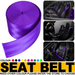Purple 3.6M Seat Belt Webbing Polyester Seat Lap Retractable Nylon Safety Strap - Bild 1 von 12