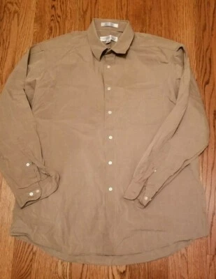 ¡50% de descuento!  Camisa de vestir PERRY ELLIS PORTAFOLIO 100 % algodón verde/bronceado 16,5 (34-35) Foto 1 de 4