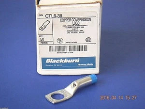 Conector/terejetas de compresión con llave de color Blackburn CTL6-38 para cable de cobre de 6 AWG - Imagen 1 de 3