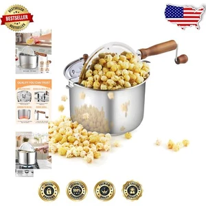 Popcorn Popper 6 Quart Compatibile Induzione - Manico Acciaio Inox e Legno - Foto 1 di 10