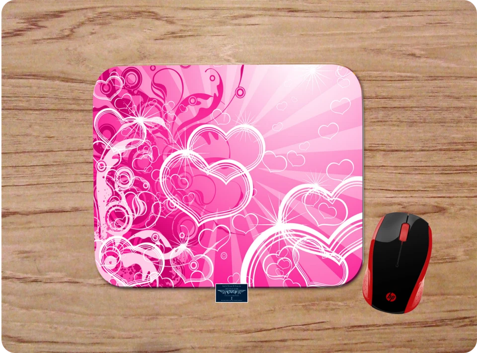 PINK HEARTS PATTERN CUSTOM NONSLIP COMPUTER PC LAPTOP MOUSEPAD DESK MAT GIFT D2 - Image 1 of 1