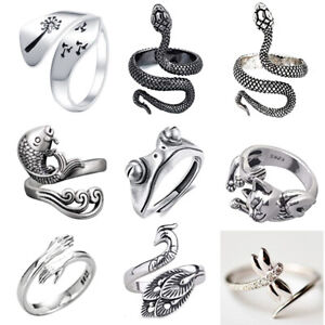 Punk Mens Women Silver Plated Snake Octopus Ring Party Jewelry Adjustable Size