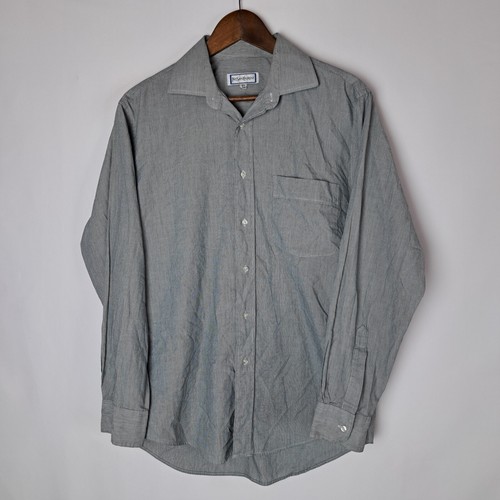 SAINT LAURENT (YSL) Camicia elegante vintage Yves Saint Laurent uomo 15 5 32 33 grigia bottoni davanti L S*