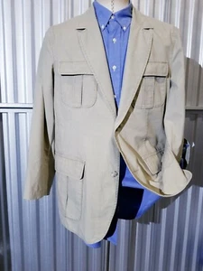 Vintage LL BEAN Men's Travel & Safari Bush cotton textured khaki Jacket Coat 44R - Picture 1 of 7
