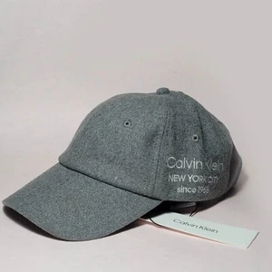 Calvin Klein Wool Blend Gray Logo Embroidery Baseball cap Backstrap Adjustable - Picture 1 of 16