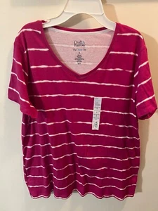 Ladies Croft & Barrow shirt - Short Sleeve Pink Stripped Size XL NWT - Picture 1 of 1