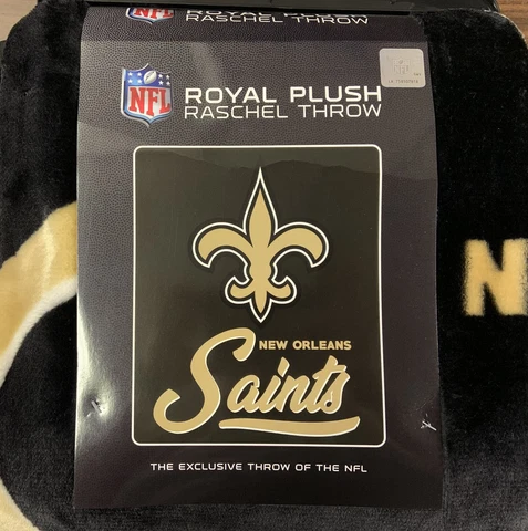NEW ORLEANS SAINTS 50"X60" ROYAL PLUSH RASCHEL THROW BLANKET NEW NORTHWEST 👀 Cover
