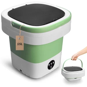 Portable Mini 15L Foldable Washing Machine and Dryer for Travel, Small Laundry - Picture 1 of 12