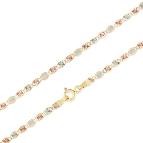 Collana Fibbia a Molla Oro Solido Giallo 14K Piatta 3 mm Valentino Stella DC
