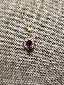 Grape Color Garnet 10k Yellow Gold Pendant With Chain 1.69ctw - Picture 1 of 9