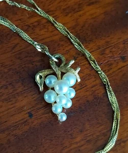 14K Yellow GOLD Pearl Cluster 5.7g Pendant W/chain 18" - Picture 1 of 12